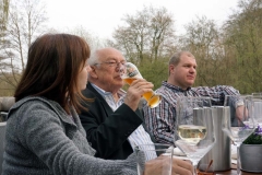 Mr. MERVA, SIBOS veteran Horst Dimde enjoys his beer.
